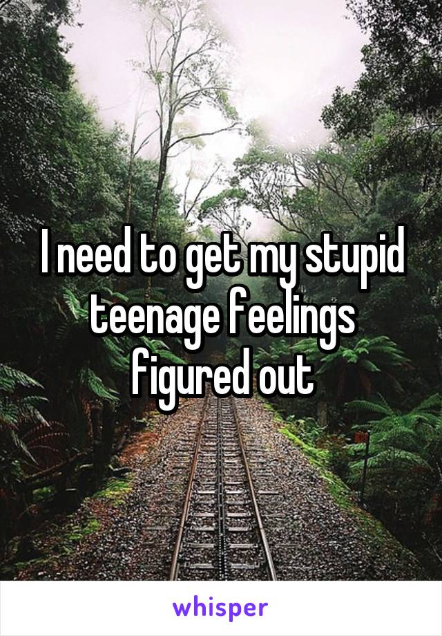 I need to get my stupid teenage feelings figured out