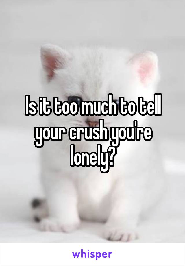 Is it too much to tell your crush you're lonely?