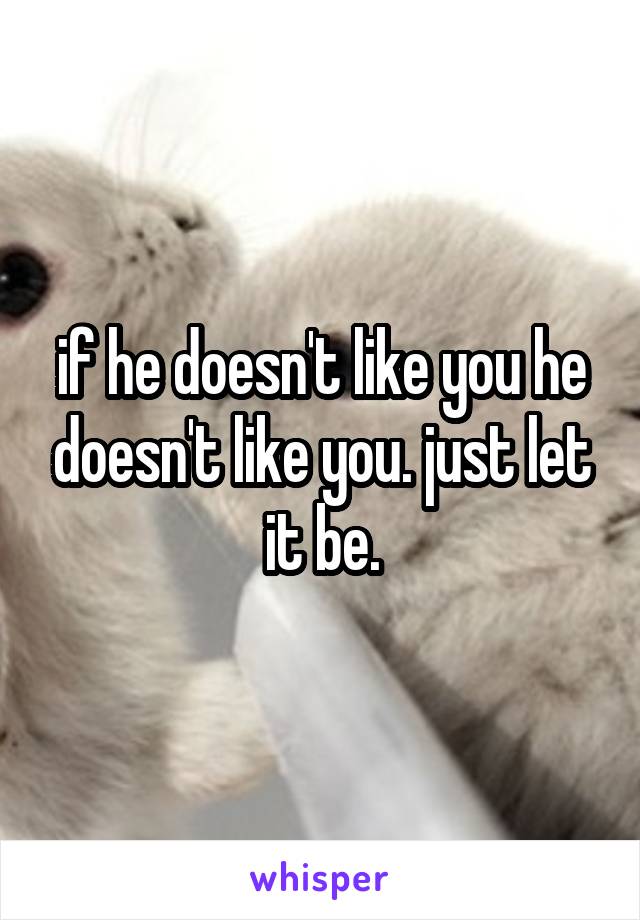 if he doesn't like you he doesn't like you. just let it be.