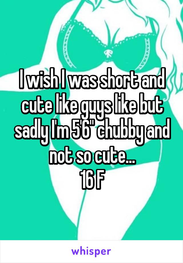 I wish I was short and cute like guys like but sadly I'm 5'6" chubby and not so cute...
16 F