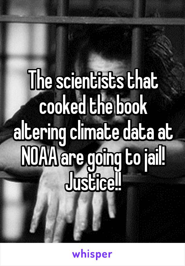 The scientists that cooked the book altering climate data at NOAA are going to jail!
Justice!!