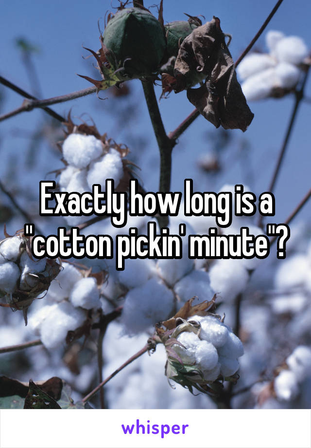 Exactly how long is a "cotton pickin' minute"?