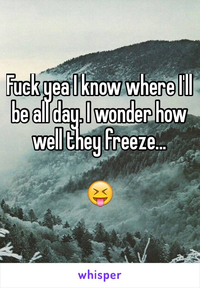 Fuck yea I know where I'll be all day. I wonder how well they freeze...

😝