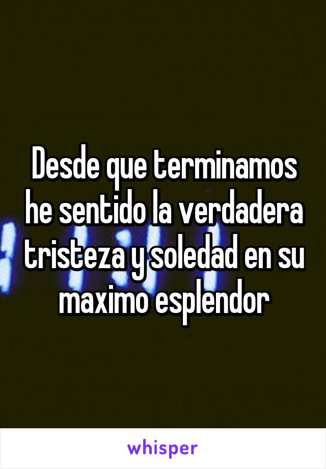 Desde que terminamos he sentido la verdadera tristeza y soledad en su maximo esplendor