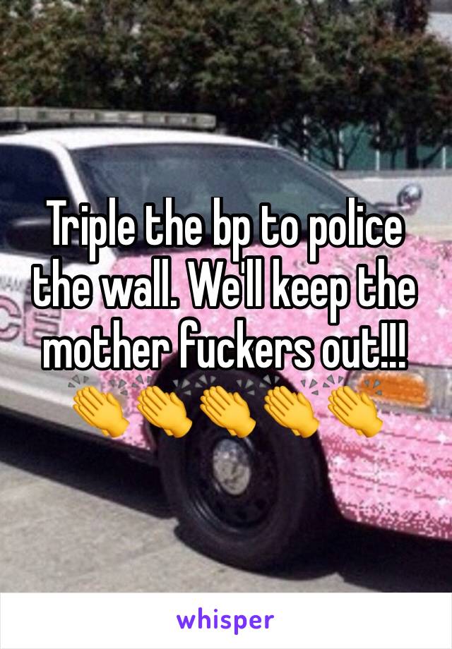 Triple the bp to police the wall. We'll keep the mother fuckers out!!! 👏👏👏👏👏