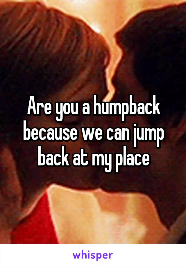 Are you a humpback because we can jump back at my place