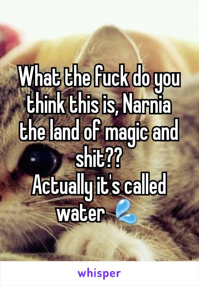 What the fuck do you think this is, Narnia the land of magic and shit??
Actually it's called water 💦