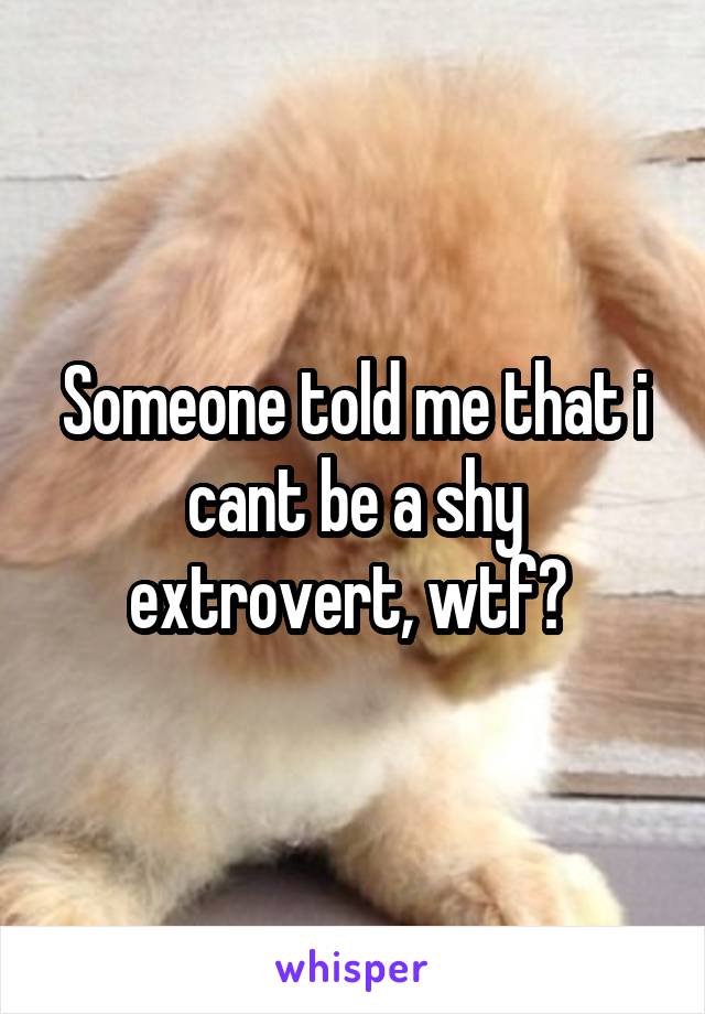 Someone told me that i cant be a shy extrovert, wtf? 