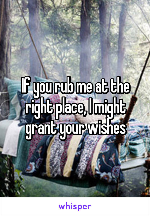 If you rub me at the right place, I might grant your wishes