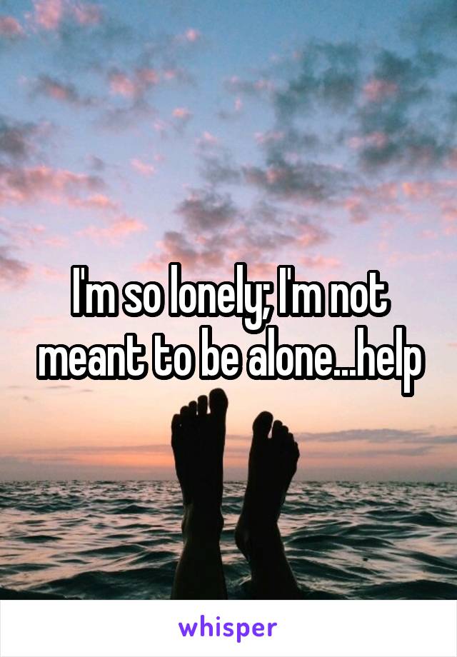 I'm so lonely; I'm not meant to be alone...help