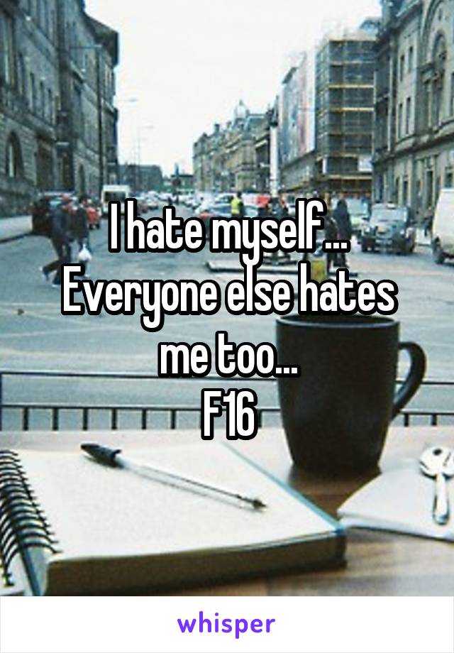 I hate myself...
Everyone else hates me too...
F16