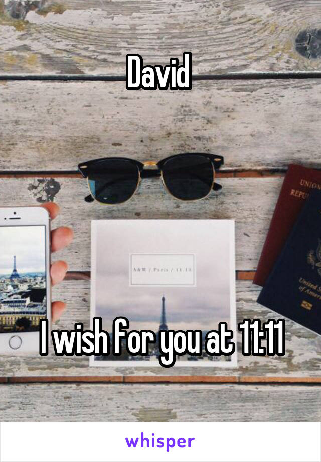 David 





I wish for you at 11:11
