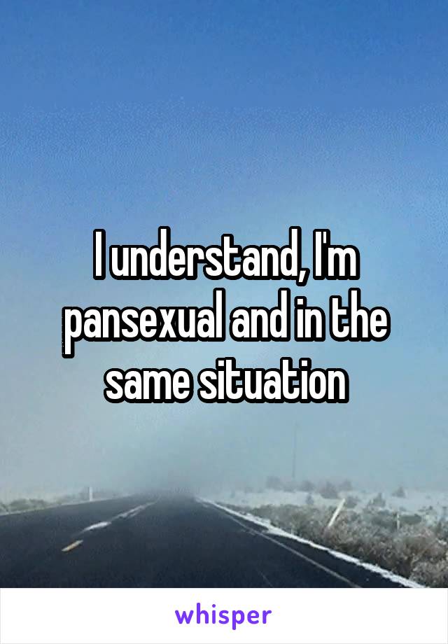 I understand, I'm pansexual and in the same situation