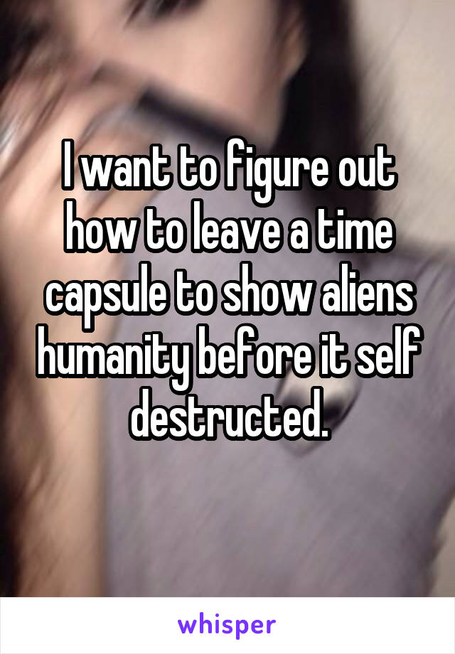 I want to figure out how to leave a time capsule to show aliens humanity before it self destructed.
