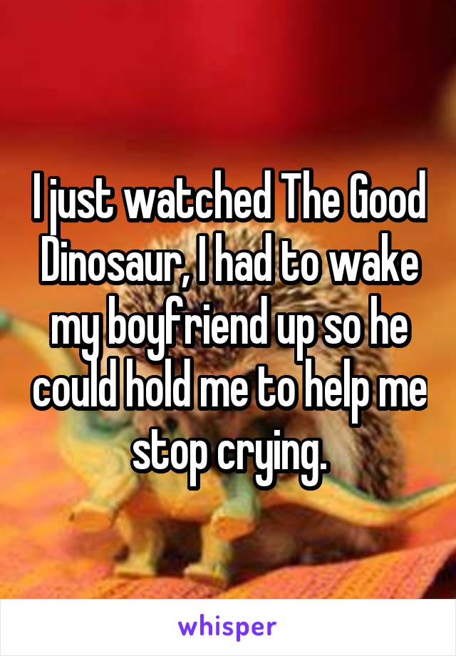 I just watched The Good Dinosaur, I had to wake my boyfriend up so he could hold me to help me stop crying.