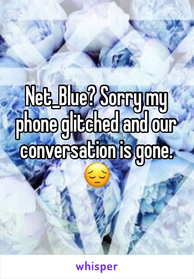 Net_Blue? Sorry my phone glitched and our conversation is gone. 😔