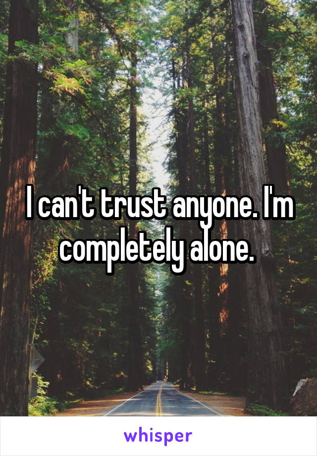 I can't trust anyone. I'm completely alone. 