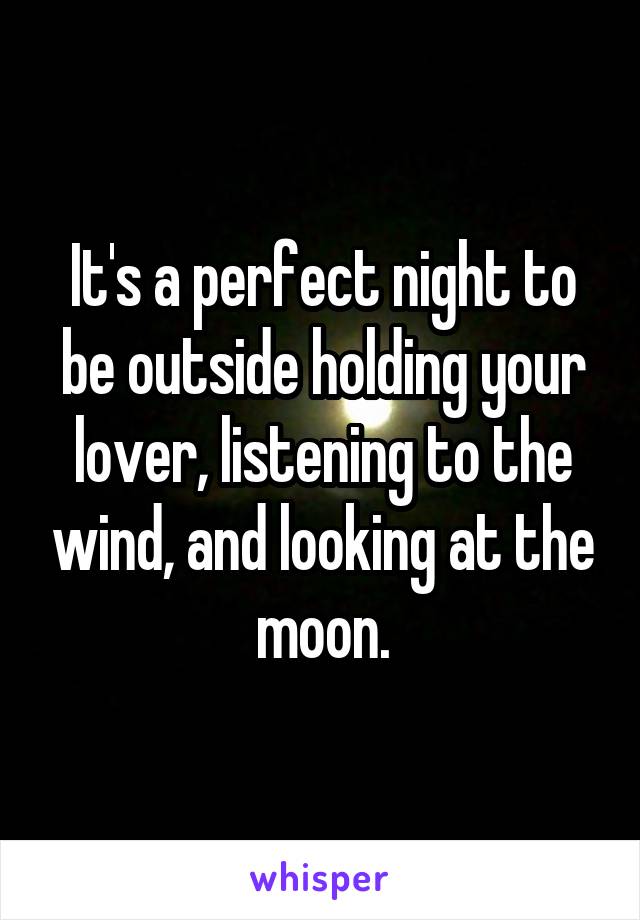 It's a perfect night to be outside holding your lover, listening to the wind, and looking at the moon.