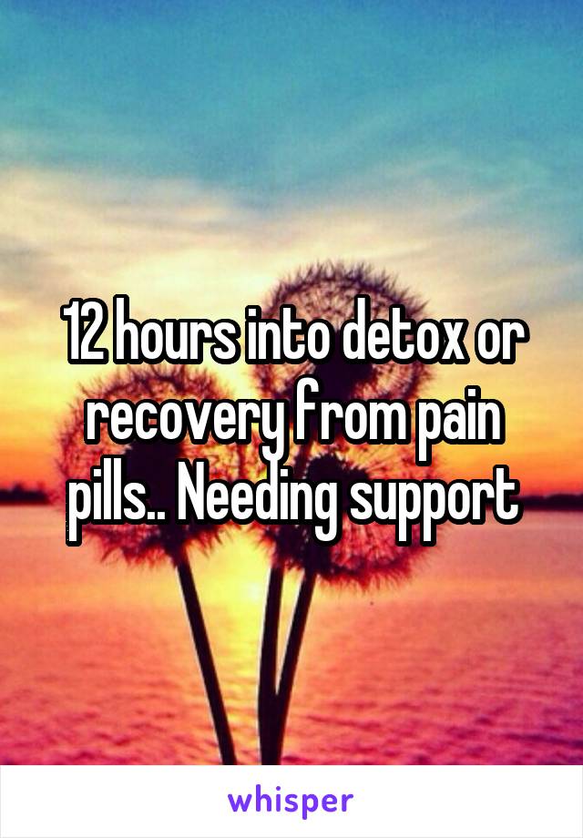 12 hours into detox or recovery from pain pills.. Needing support