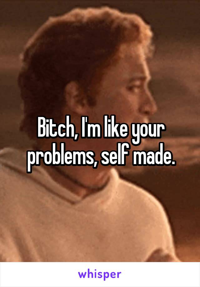 Bitch, I'm like your problems, self made.