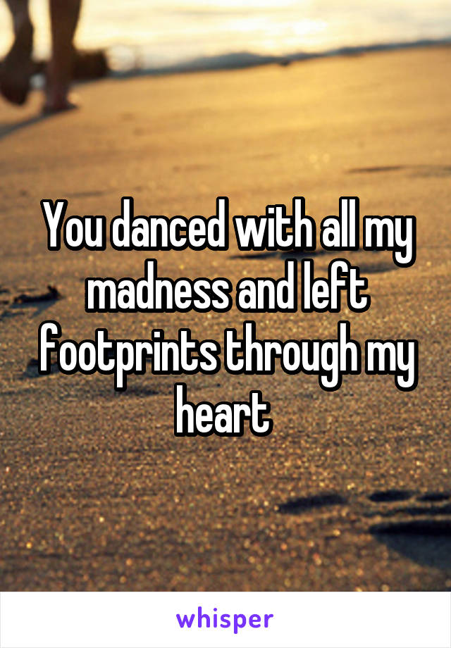 You danced with all my madness and left footprints through my heart 