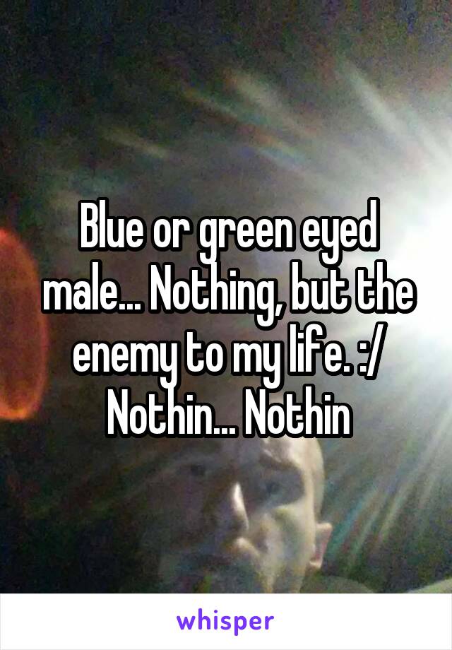 Blue or green eyed male... Nothing, but the enemy to my life. :/
Nothin... Nothin