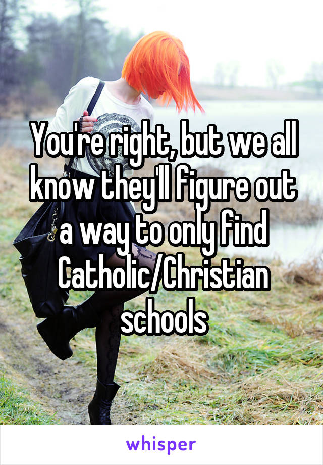 You're right, but we all know they'll figure out a way to only find Catholic/Christian schools