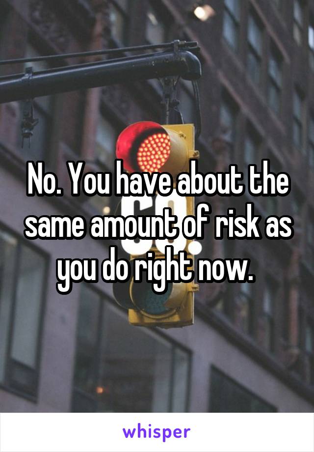 No. You have about the same amount of risk as you do right now. 