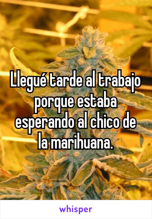 Llegué tarde al trabajo porque estaba esperando al chico de la marihuana.