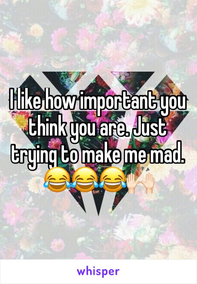 I like how important you think you are. Just trying to make me mad. 😂😂😂🙌🏻