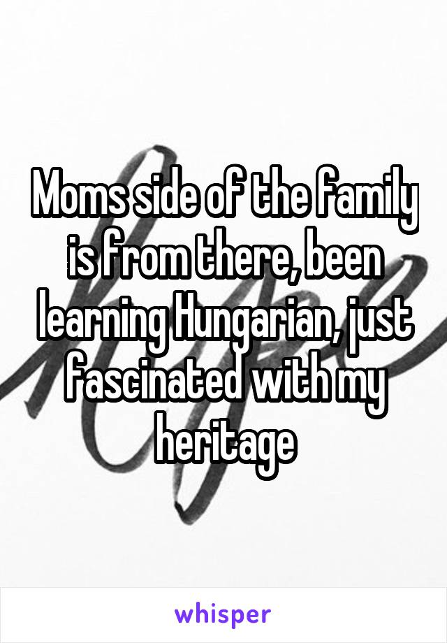 Moms side of the family is from there, been learning Hungarian, just fascinated with my heritage