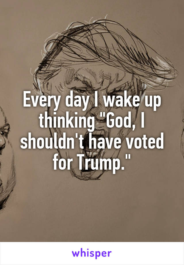 Every day I wake up thinking "God, I shouldn't have voted for Trump."