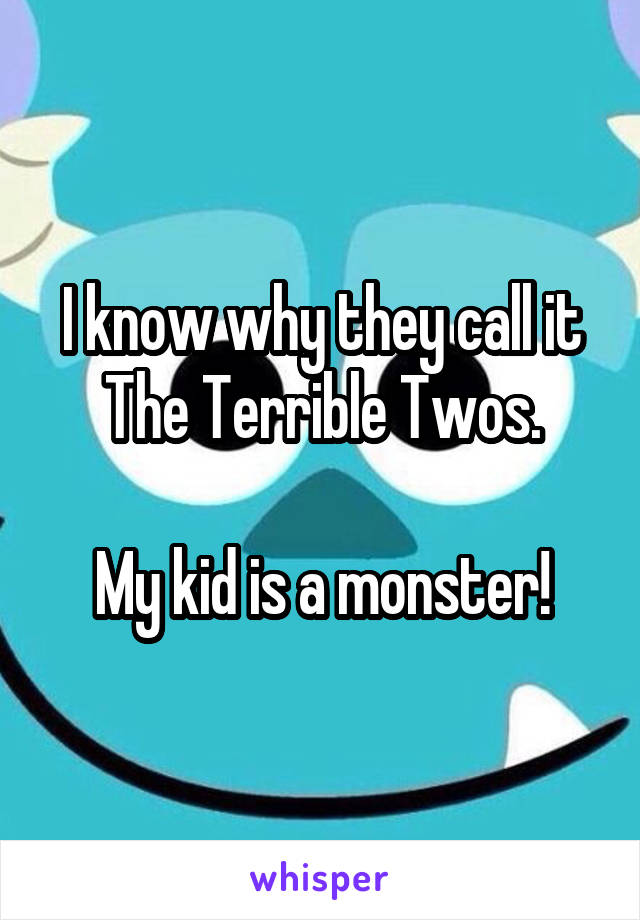 I know why they call it The Terrible Twos.

My kid is a monster!