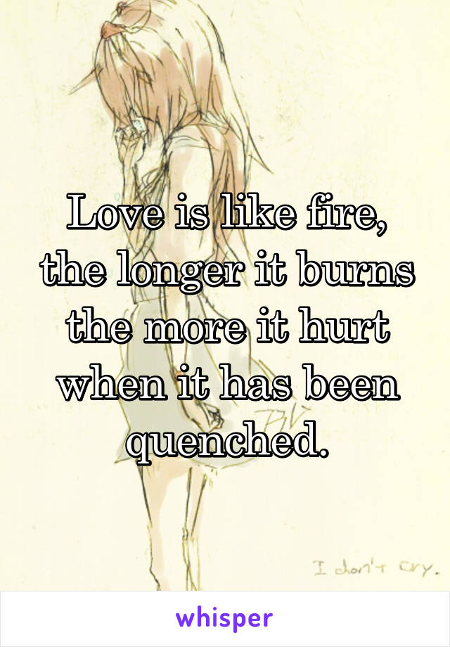 Love is like fire,
the longer it burns the more it hurt when it has been quenched.