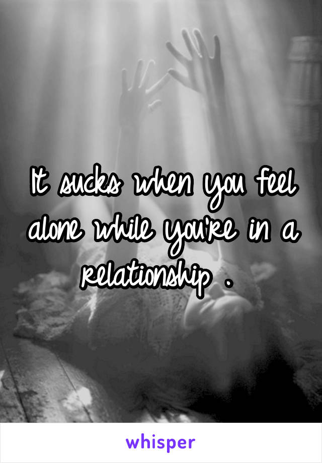 It sucks when you feel alone while you're in a relationship . 