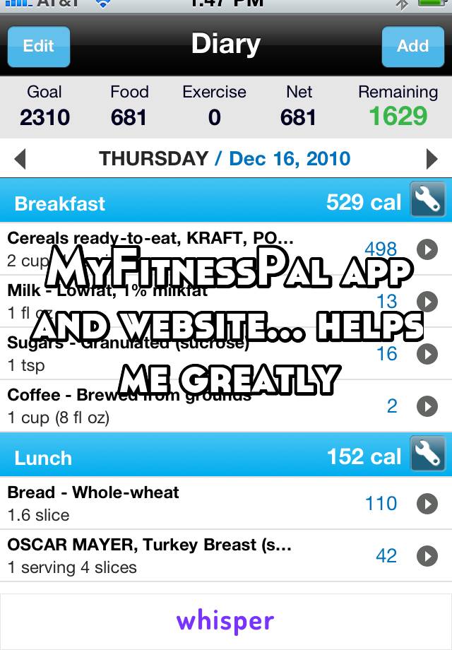 MyFitnessPal app and website... helps me greatly