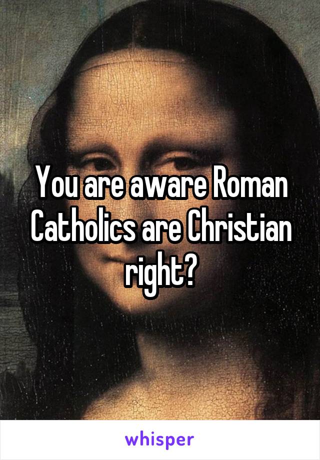 You are aware Roman Catholics are Christian right?