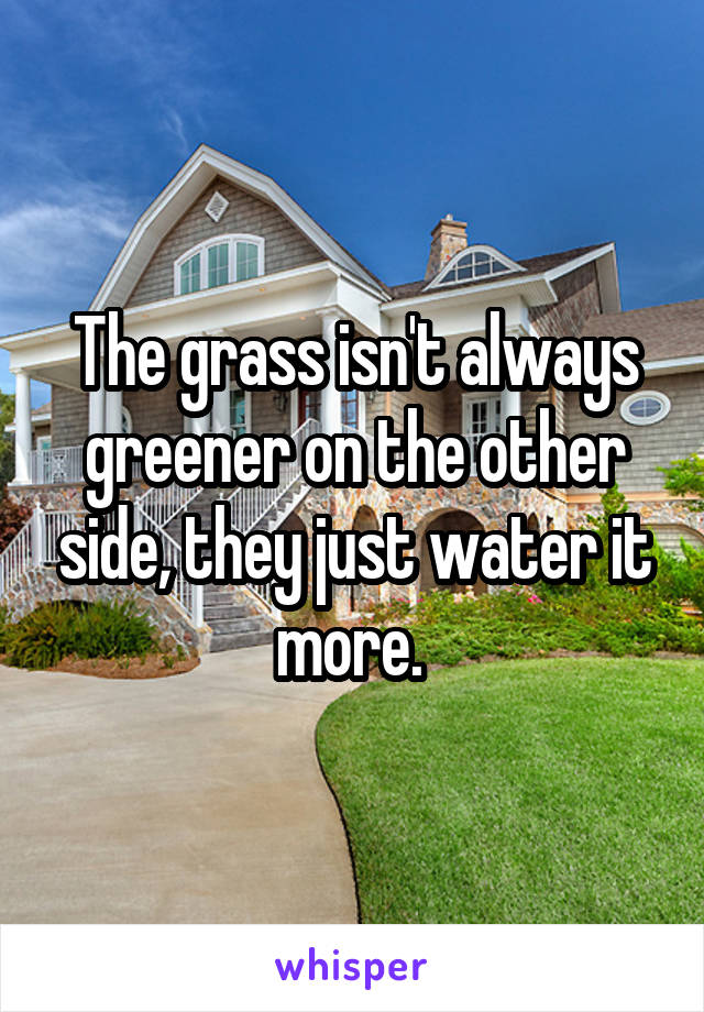 The grass isn't always greener on the other side, they just water it more. 