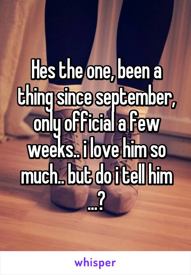 Hes the one, been a thing since september, only official a few weeks.. i love him so much.. but do i tell him ...?