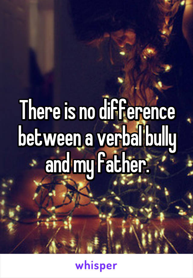 There is no difference between a verbal bully and my father.