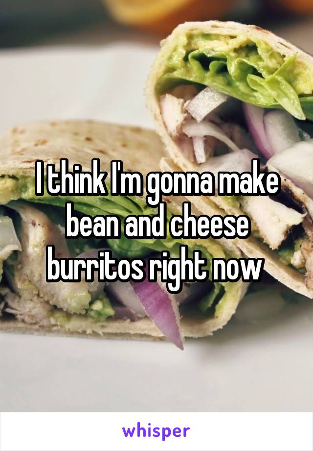 I think I'm gonna make bean and cheese burritos right now 