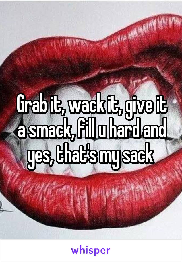 Grab it, wack it, give it a smack, fill u hard and yes, that's my sack 