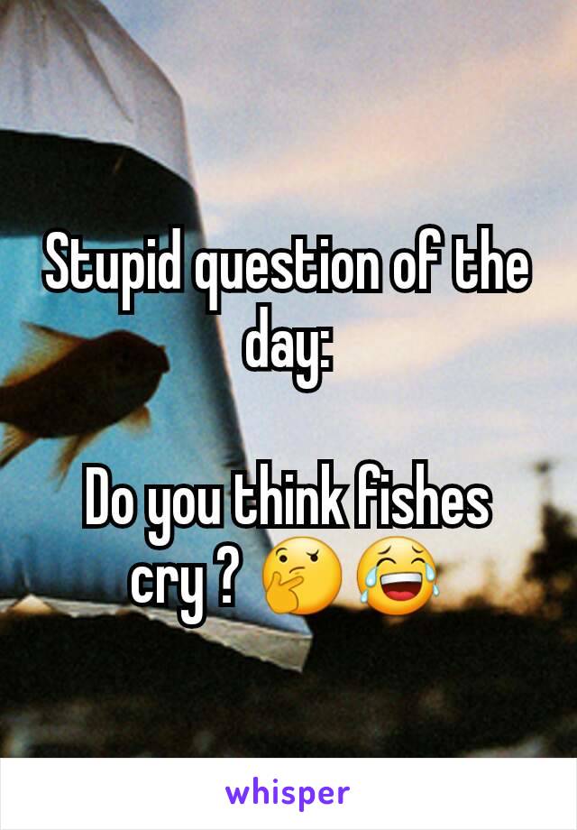 Stupid question of the day:

Do you think fishes cry ? 🤔😂