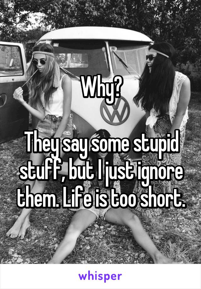 Why?

They say some stupid stuff, but I just ignore them. Life is too short.