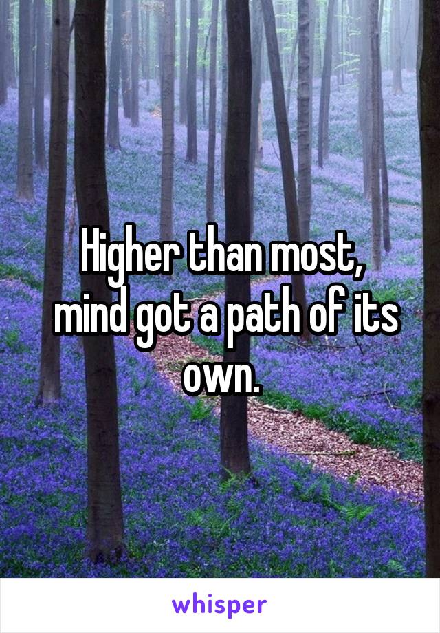 Higher than most,
 mind got a path of its own.