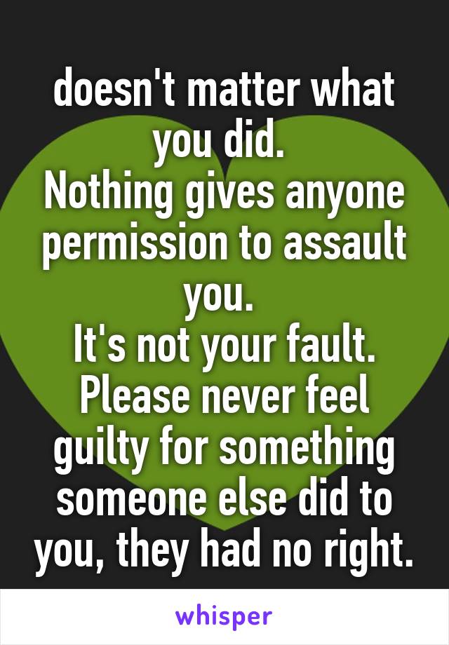 doesn't matter what you did. 
Nothing gives anyone permission to assault you. 
It's not your fault.
Please never feel guilty for something someone else did to you, they had no right.