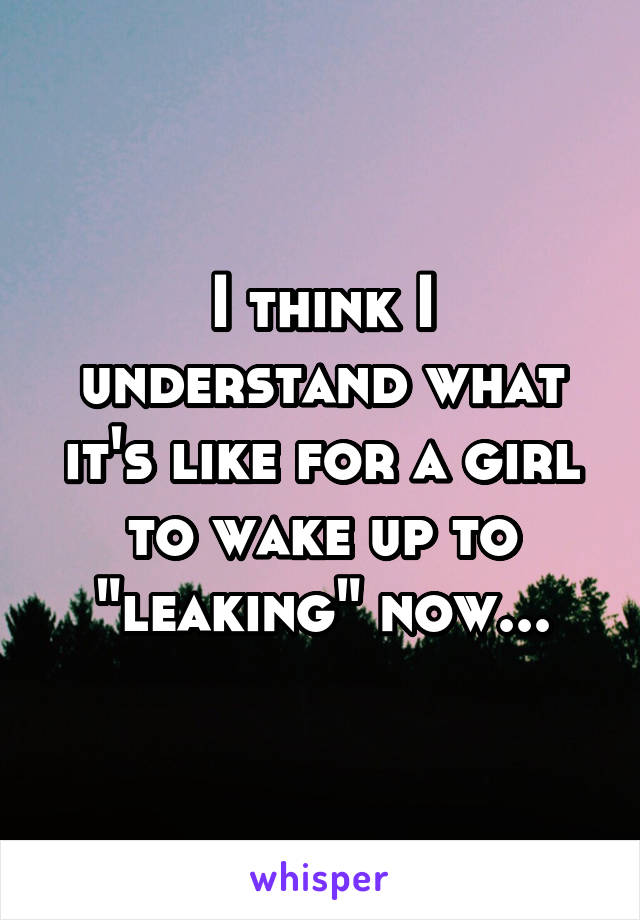 I think I understand what it's like for a girl to wake up to "leaking" now...