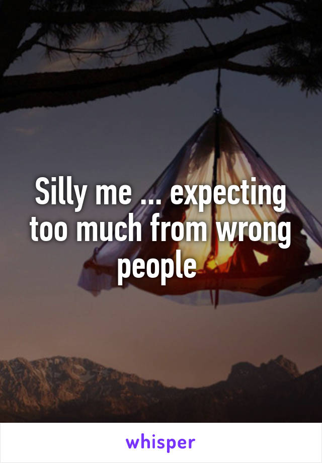 Silly me ... expecting too much from wrong people 