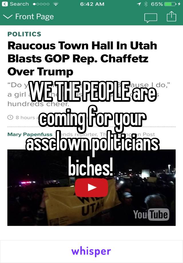 WE THE PEOPLE are coming for your assclown politicians biches! 