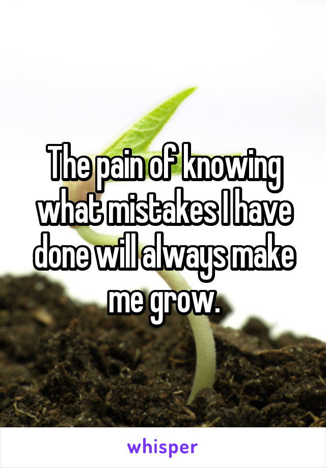 The pain of knowing what mistakes I have done will always make me grow.